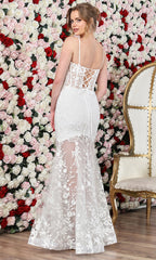 Adora Design 3242-01 - Floral Embroidered Spaghetti Strap Bridal Gown