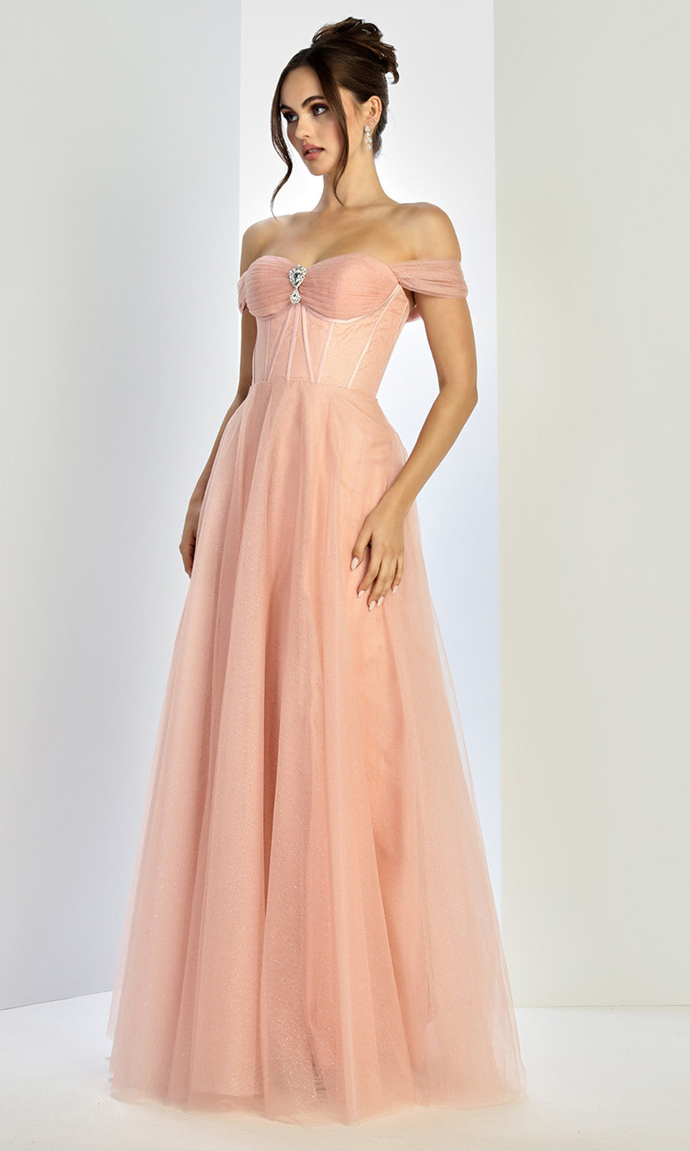Adora Design 3244 - Beaded Brooch Off Shoulder Prom Gown