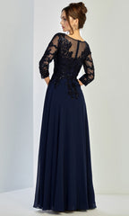Adora Design 3247-03 - Three-Quarter Sleeve Flowing Formal Gown