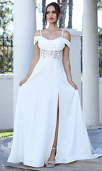 Adora Design 3251-01 - Lace Applique Cold Shoulder Bridal Gown