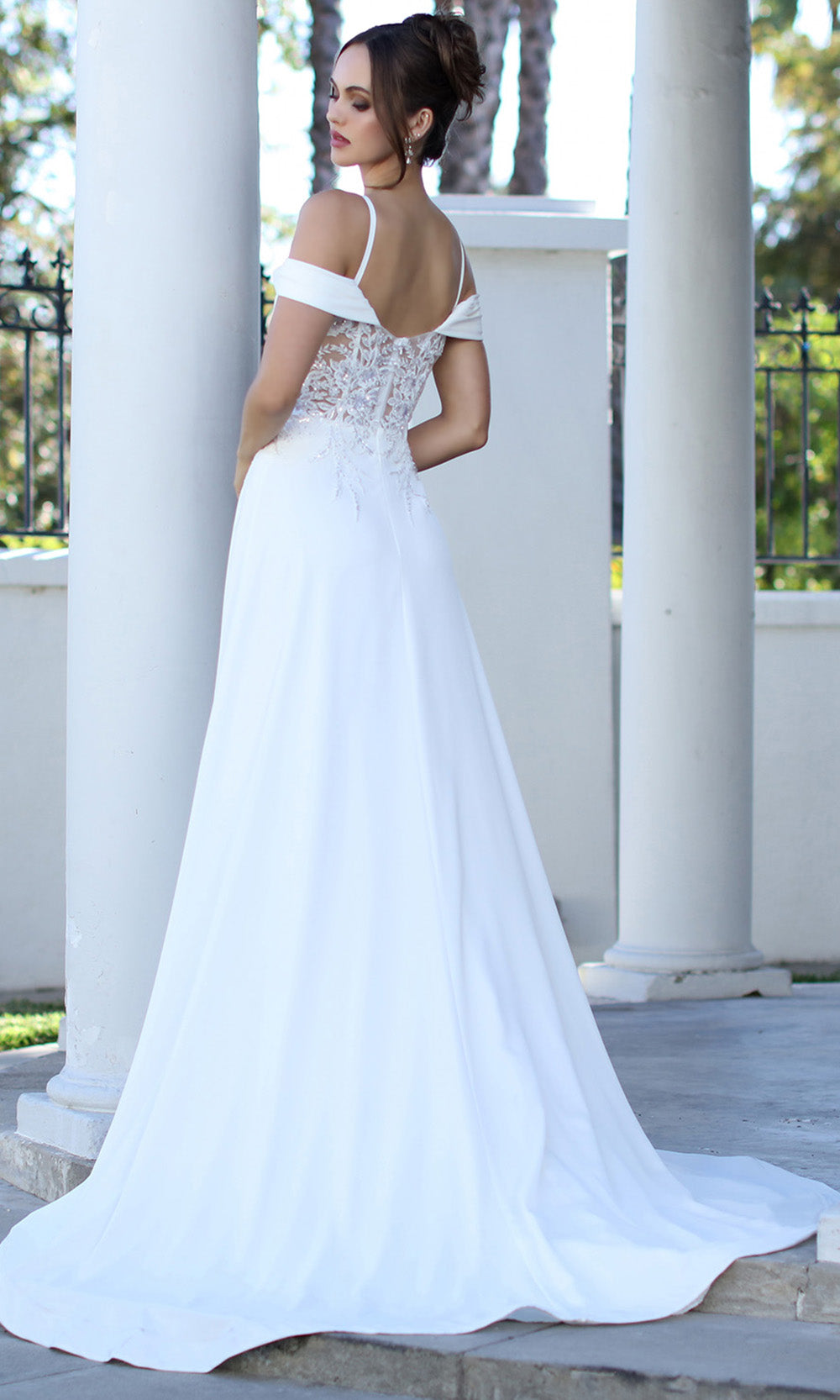 Adora Design 3251 - Cold Shoulder Beaded Lace Formal Gown