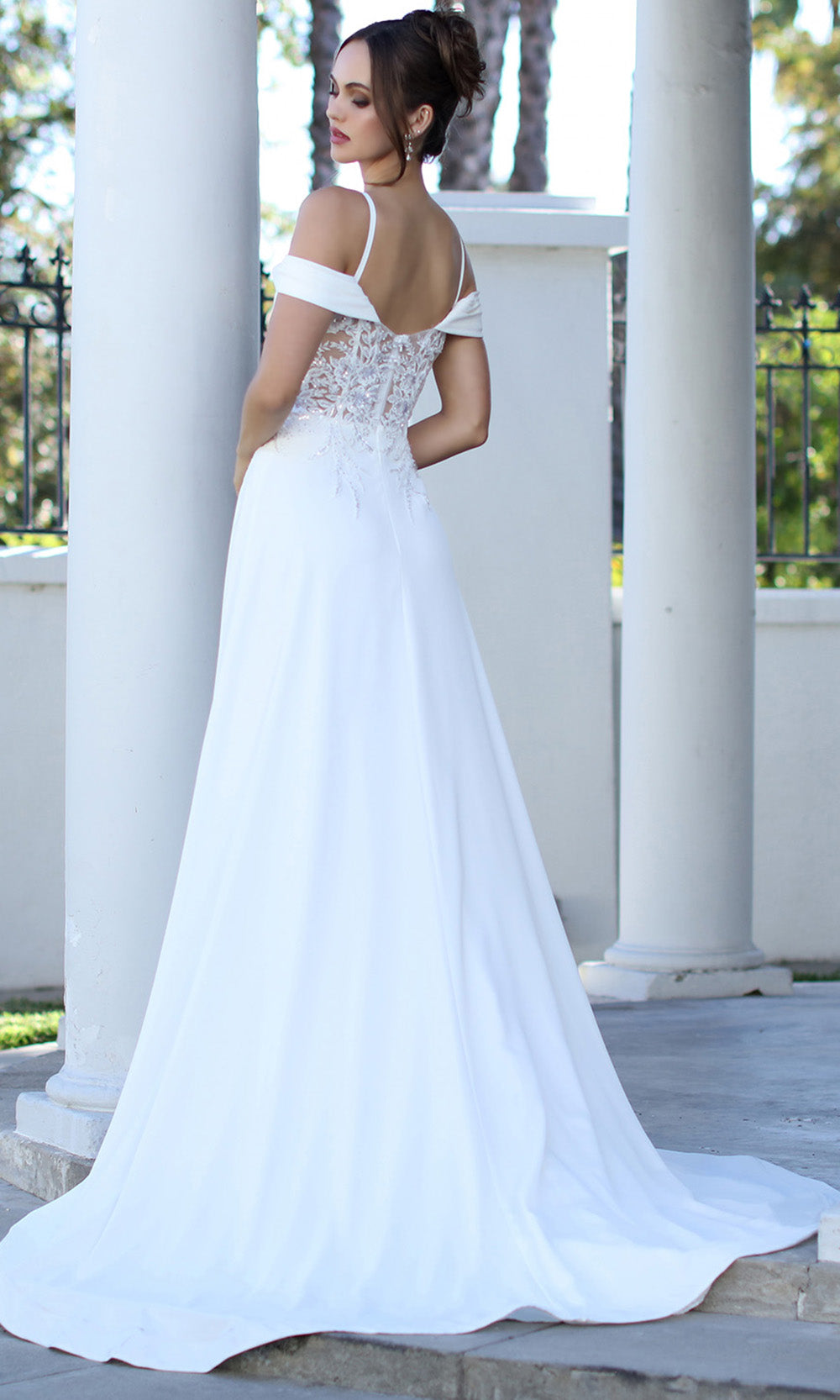 Adora Design 3251-01 - Lace Applique Cold Shoulder Bridal Gown