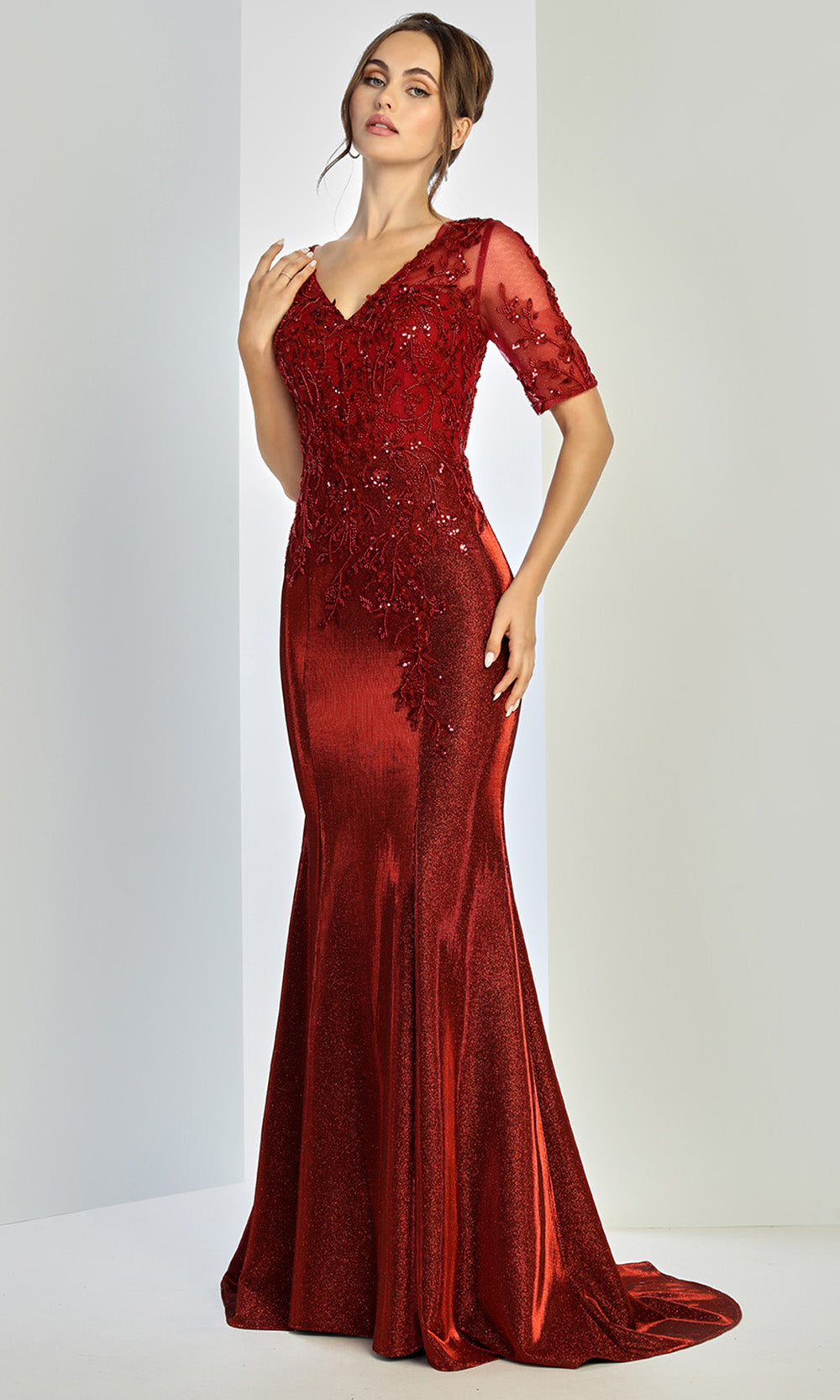 Adora Design 3252-03 - Beaded Lace Mermaid Formal Gown