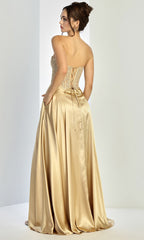 Adora Design 3254 - Embroidered Illusion Corset Flowing A-Line Gown