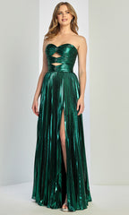 Adora Design 3261 - Pleated A-Line Evening Gown with Slit
