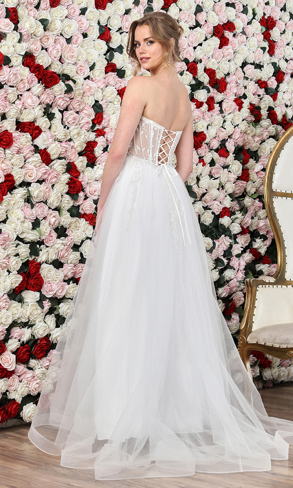 Adora Design 3262 - Layered Skirt Beaded Strapless Prom Gown