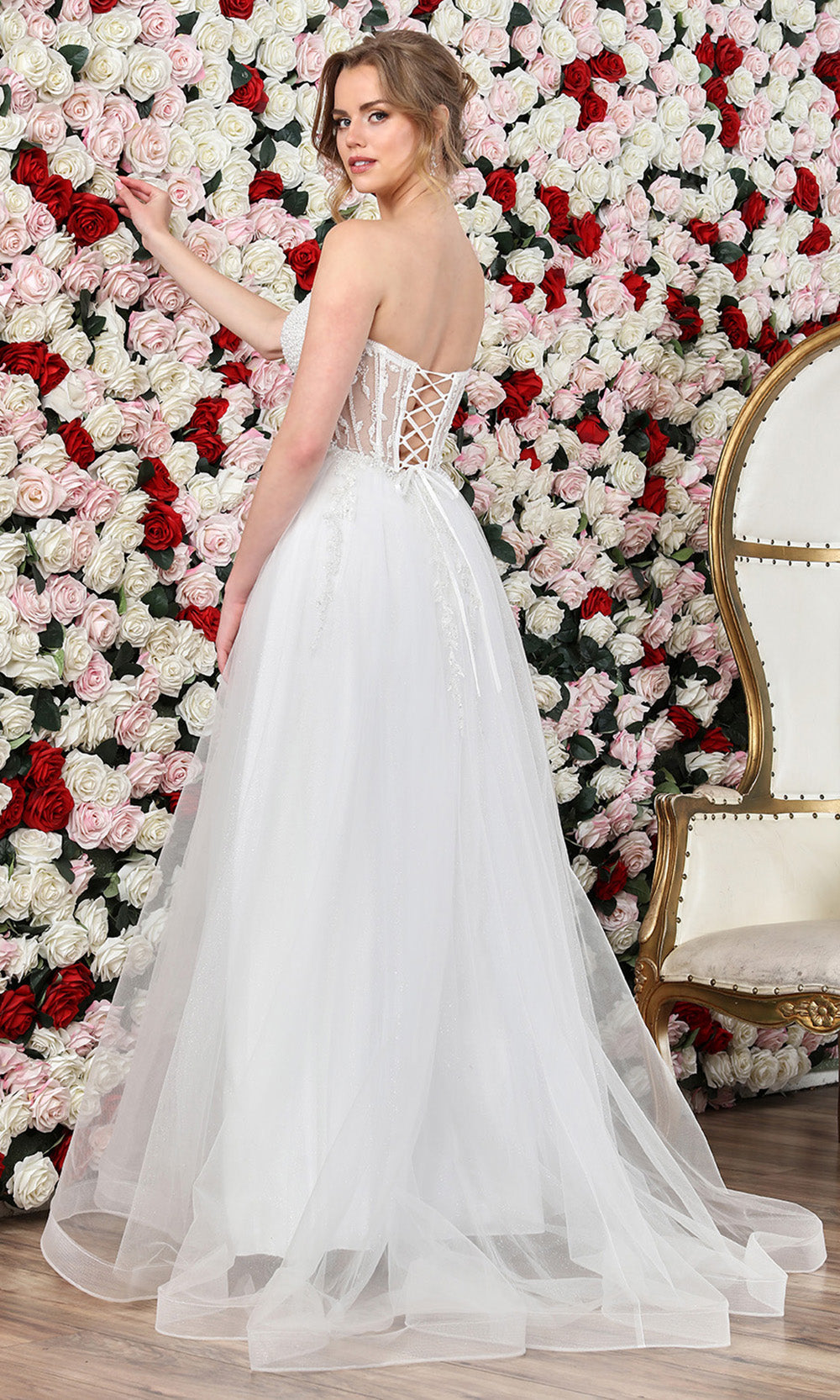 Adora Design 3262 - Layered Skirt Beaded Strapless Prom Gown