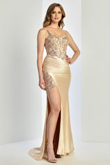 Adora Design 3266 - Sparkling Corset V-Neckline Prom Gown