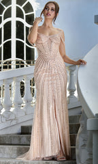 Adora Design 3271 - Illusion Cutout Draped Off Shoulder Gown