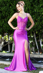 Adora Design 3288 - Embroidered Floral Open Back Sleek Gown