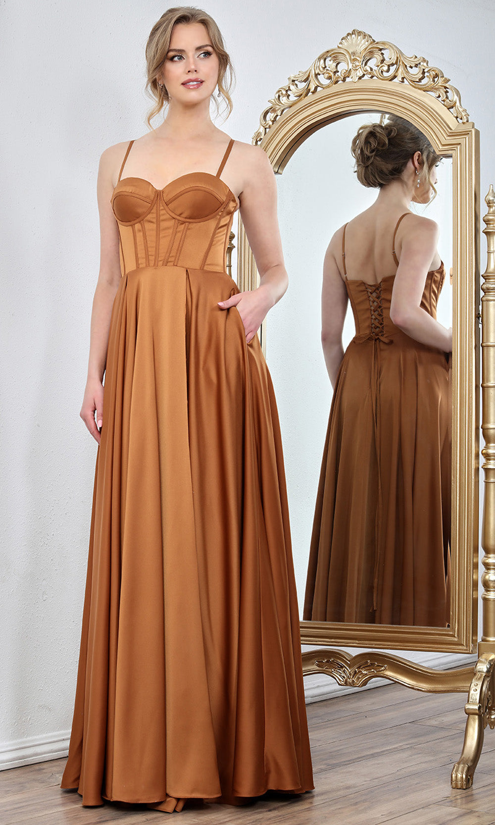 Adora Design 3301 - Pleated A-Line Sleeveless Evening Gown