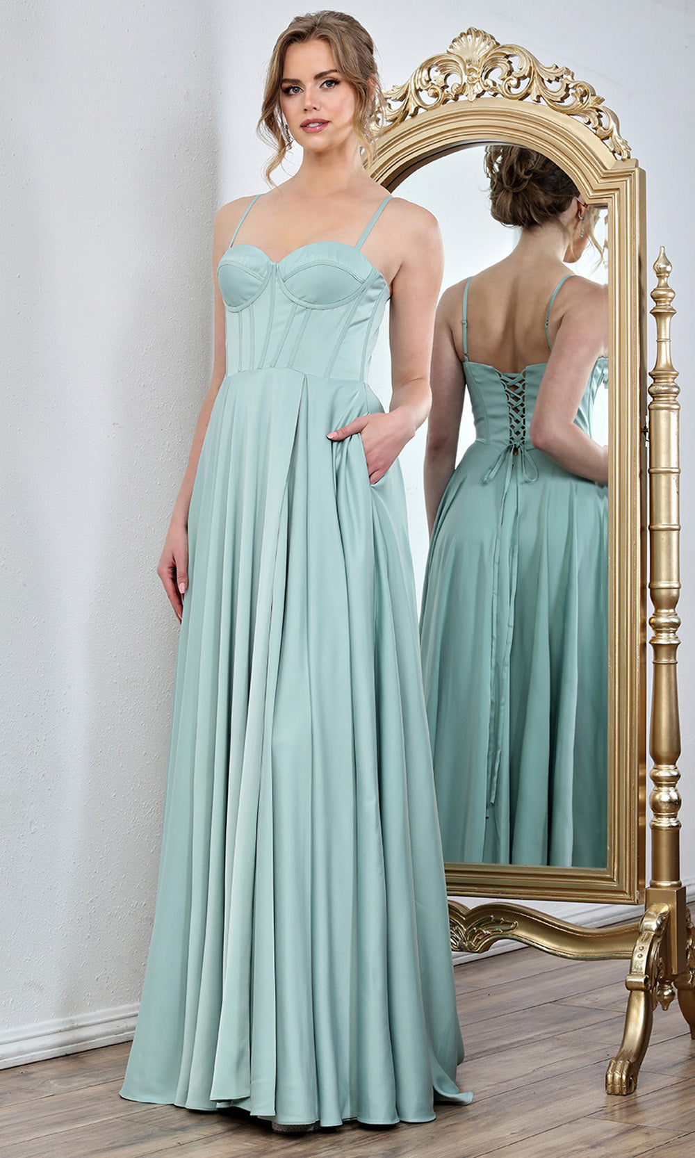 Adora Design 3301 - Pleated A-Line Sleeveless Evening Gown