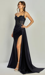 Adora Design 3302 - Appliqued Sweetheart Sheath Evening Gown