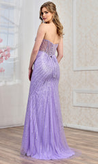 Adora Design 3306 - Fully Beaded Plunging Sweetheart Long Gown