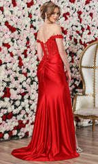Adora Design 3308 - Embroidered Corset High Slit Prom Gown