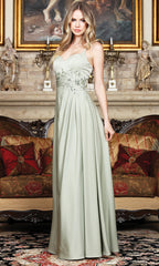 Adora Design 3321 - Spaghetti Strap Embellished Waist Prom Gown