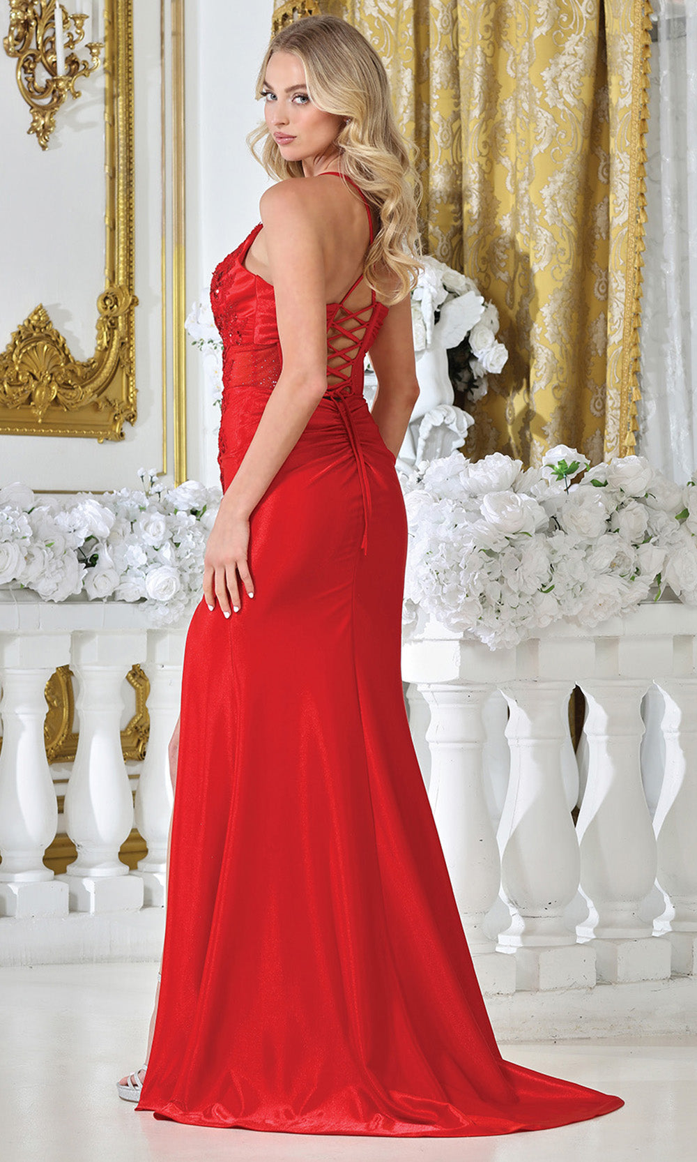 Adora Design 3329 - Beaded Applique Spaghetti Strap Prom Gown