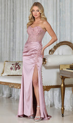 Adora Design 3336 - Floral Embroidered High Slit Sheath Gown