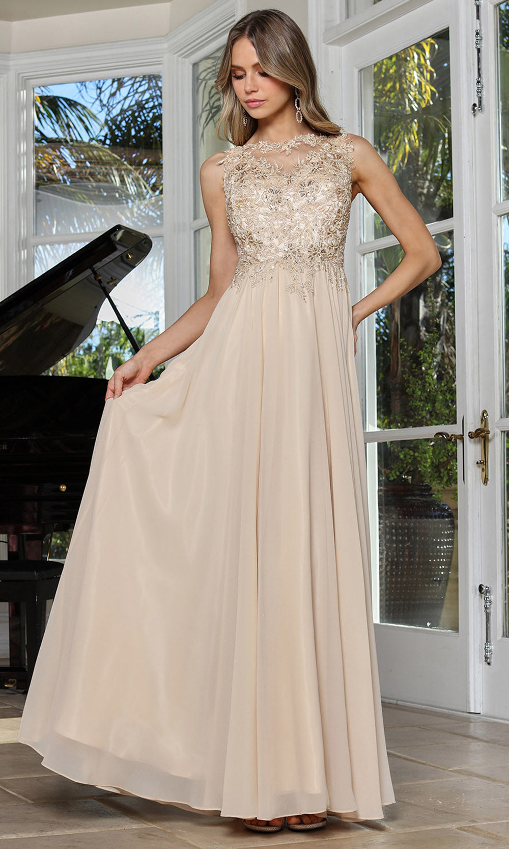 Adora Design 3344-03 - Sleeveless Illusion Bateau Formal Gown
