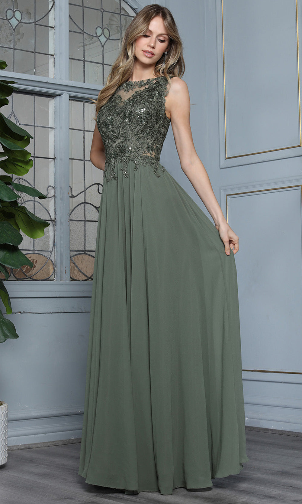 Adora Design 3344-03 - Sleeveless Illusion Bateau Formal Gown