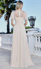 Adora Design 3356-03 - Lace Applique Flutter Sleeve Formal Gown