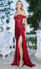 Adora Design 3360 - Embellished Corset Off Shoulder Long Gown