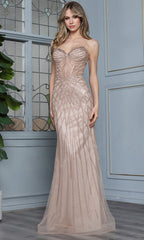 Adora Design 3361 - Geometric Beaded Spaghetti Strap Prom Gown