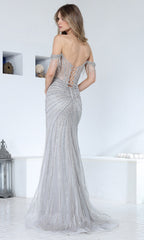 Adora Design 3362 - Fringed Sleeve Beaded Sheath Gown