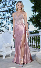 Adora Design 3363 - Sparkling Corset Spaghetti Strap Prom Gown