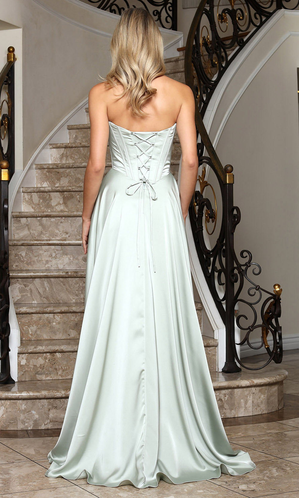 Adora Design 3367-01 - Lace Trim Sweetheart Flowing Gown
