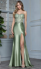 Adora Design 3375 - Beaded Lace Corset Strapless Prom Gown