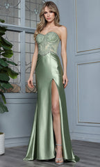 Adora Design 3375 - Beaded Lace Corset Strapless Prom Gown