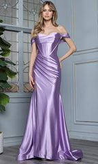 Adora Design 3380 - Draped Off Shoulder Sheath Prom Gown