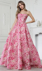 Adora Design 3384 - Floral Strapless Ballgown with Pockets