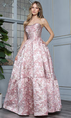 Adora Design 3384 - Floral Strapless Ballgown with Pockets
