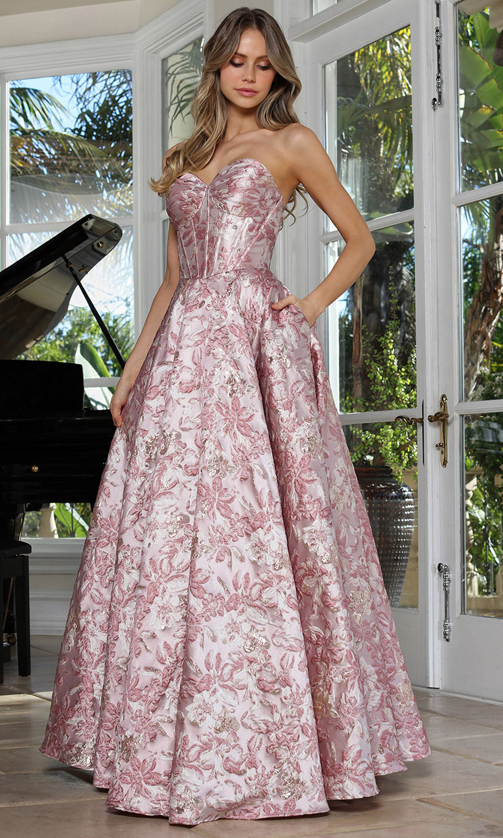 Adora Design 3385 - Strapless Floral Texture Ballgown