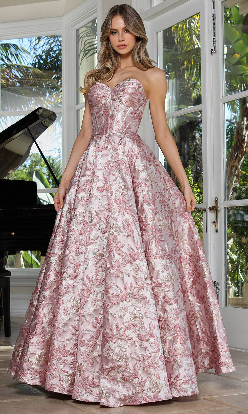 Adora Design 3385 - Strapless Floral Texture Ballgown