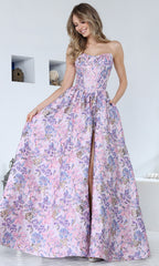 Adora Design 3389 - Sweetheart Neck Floral Ballgown with Slit