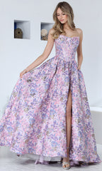 Adora Design 3389 - Sweetheart Neck Floral Ballgown with Slit