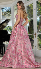 Adora Design 3390 - Cowl Neckline Floral Ballgown with Slit