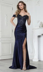 Adora Design 3391 - Off Shoulder Beaded Illusion Corset Gown