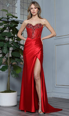 Adora Design 3392 - Sweetheart High Slit Gown with Beaded Top