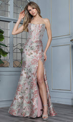 Adora Design 3399 - Floral Strapless Mermaid Style Gown