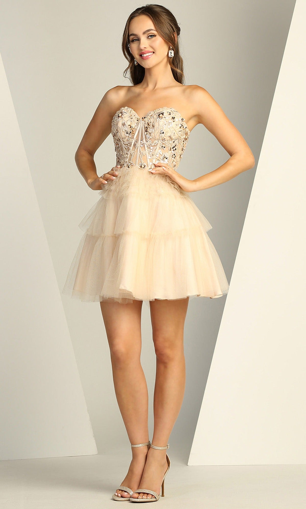 Adora Design 1059 - Tiered Sweetheart Neckline Party Dress