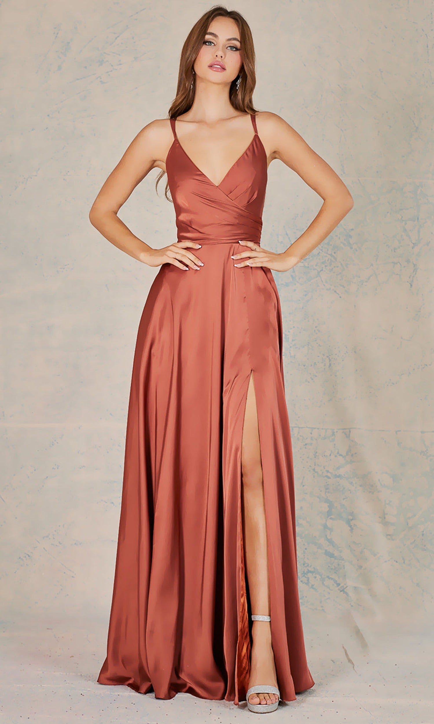 Adora Design 3013 - Lace-Up Back A-Line Dress with Double Straps
