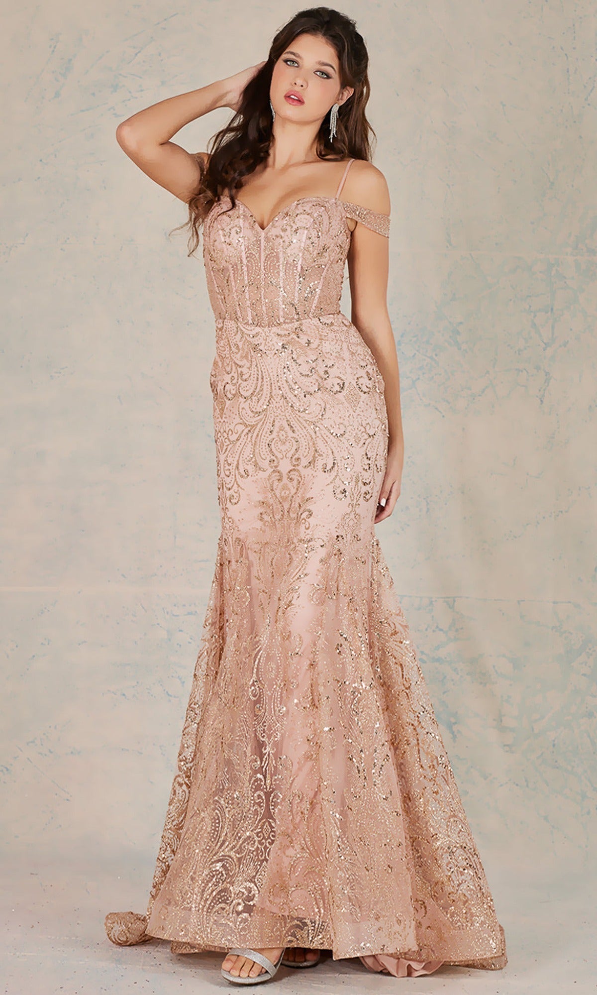 Adora Design 3076 - Cold Shoulder Long Mermaid Prom Dress