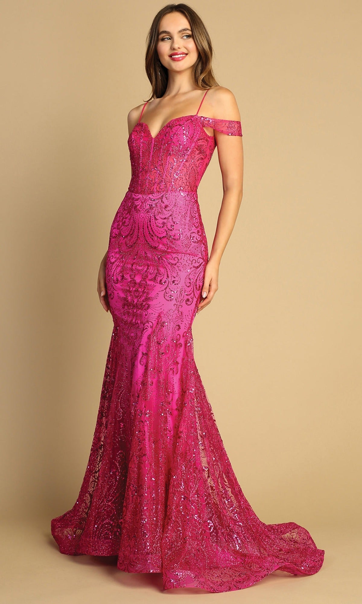 Adora Design 3076 - Cold Shoulder Long Mermaid Prom Dress