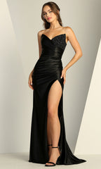 Adora Design 3182 - Beaded Accent V-Neckline Evening Dress