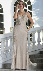 Adora Design 3241 - Illusion Slit Cutout Racerback Evening Gown