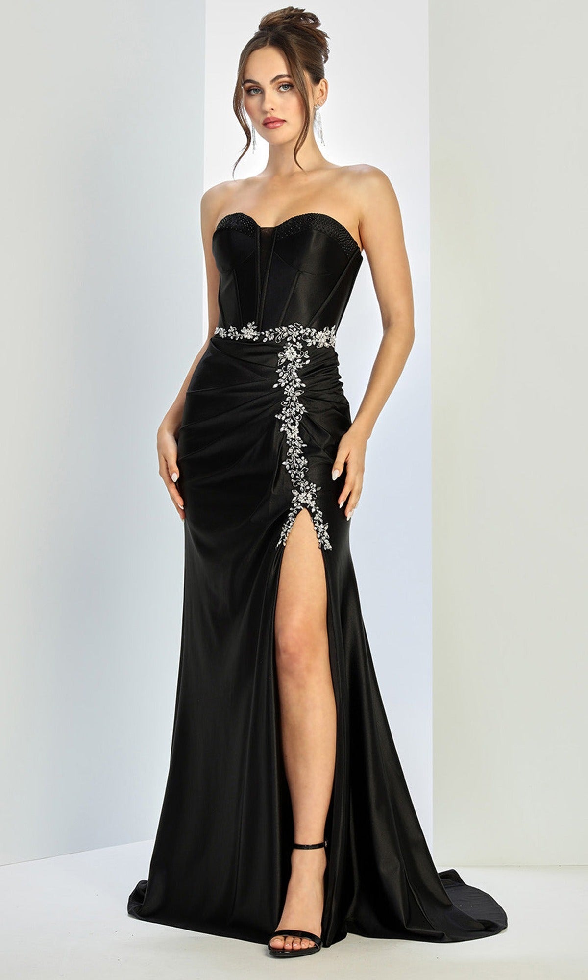 Adora Design 3246 - Crystal Applique Strapless Evening Gown